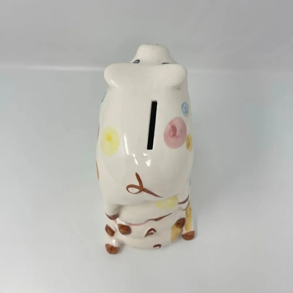 4 Pig High Ceramic Pile Pokadots Coin Bank 8
